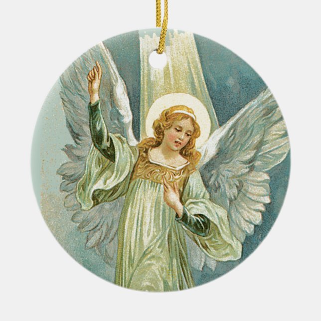 Inspirational Angel Christmas Ceramic Ornament (Front)