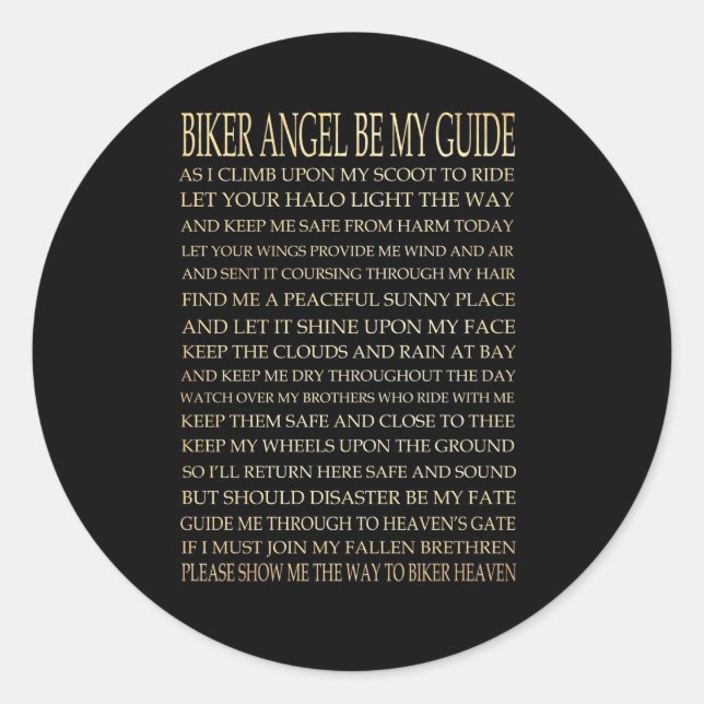 Inspirational Art - Biker Angel Classic Round Sticker (Front)