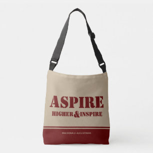 Inspirational ASPIRE HIGHER INSPIRE Burgundy Khaki Crossbody Bag
