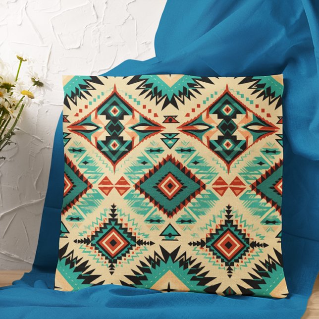 Inspirational Aztec Western Seamless Patterns Throw Pillow (Creator Uploaded)