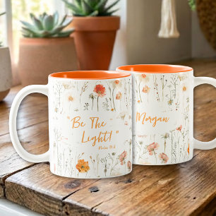 Inspirational Be The Light Wildflowers Faith Two-Tone Coffee Mug
