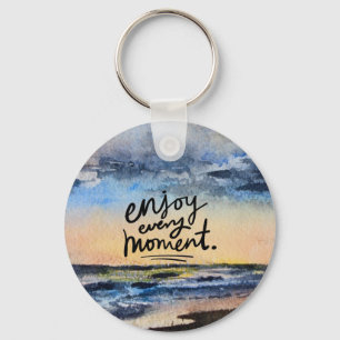 Inspirational Beach Art Button Keychain