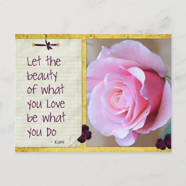 Inspirational Beauty Rumi Rose Postcard (Front)