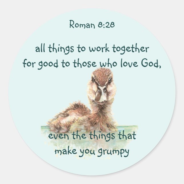 Inspirational Bible Quote Rom 8:28 Work together   Classic Round Sticker (Front)