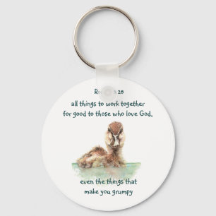 Inspirational Bible Quote Rom 8:28 Work together Keychain
