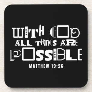 Inspirational Bible Quote With God All Things Coaster