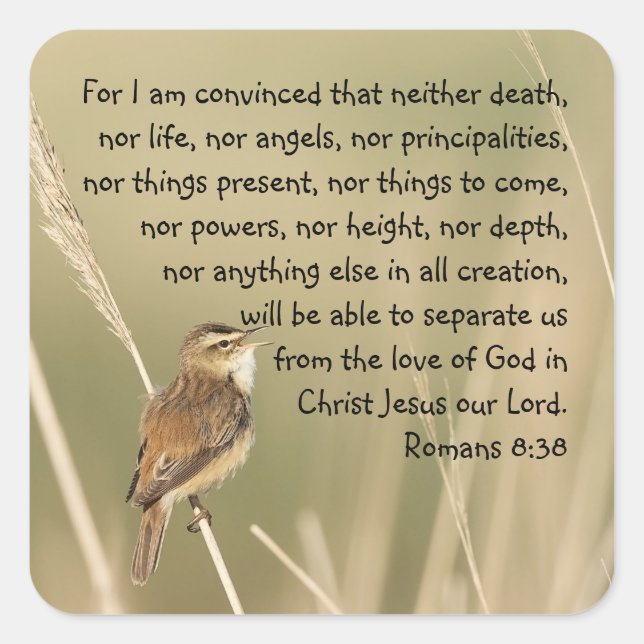 Inspirational Bible Scripture Quote Romans 8:38  Square Sticker (Front)