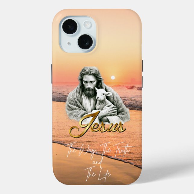 Inspirational Bible Sunset Seascape Jesus Lamb  Case-Mate iPhone Case (Back)