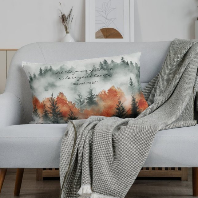 Inspirational Bible Verse Colossians 3:15 Nature  Lumbar Pillow (Creator Uploaded)