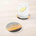 Inspirational Bible Verse Jeremiah 29:11 Christian Coaster<br><div class="desc">For I know the plans I have for you, declares the Lord. Plans to prosper you and not to harm you, plans to give you hope and a future. Jeremiah 29:11 bible verse on a beautiful ocean sunrise photography gift. This inspirational quote coaster features an uplifting biblical quotation and will...</div>