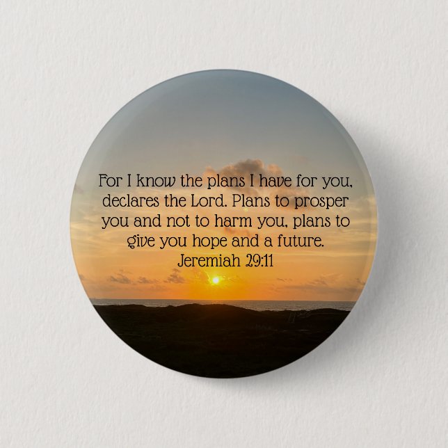 Inspirational Bible Verse Jeremiah 29:11 Sunrise 2 Inch Round Button (Front)