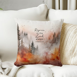Inspirational Bible Verse Philippians 4:4 Nature  Throw Pillow