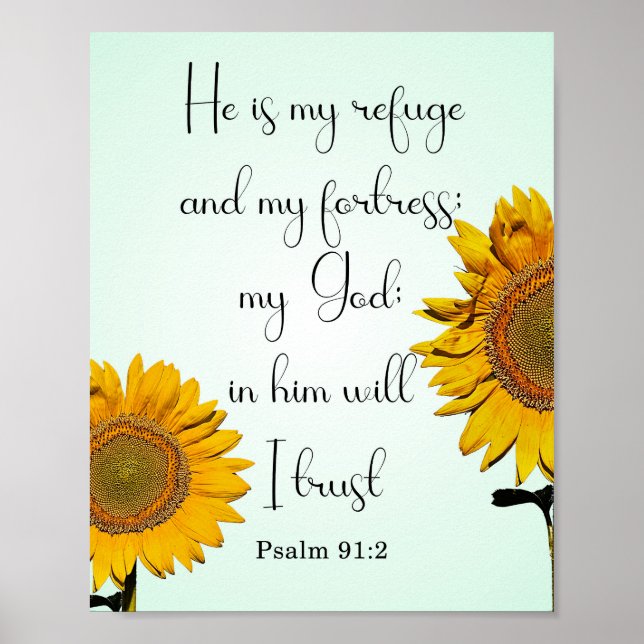 Inspirational Bible Verse, Psalm 91:2 Poster (Front)