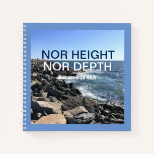 Inspirational Bible Verse Waves of the Sea Blue Notebook