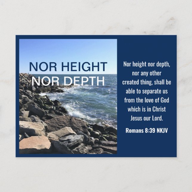 Inspirational Bible Verse Waves of the Sea Blue Postcard (Front)