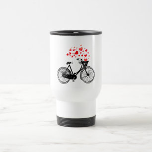 Inspirational Bike with Love Hearts Vintage Travel Mug