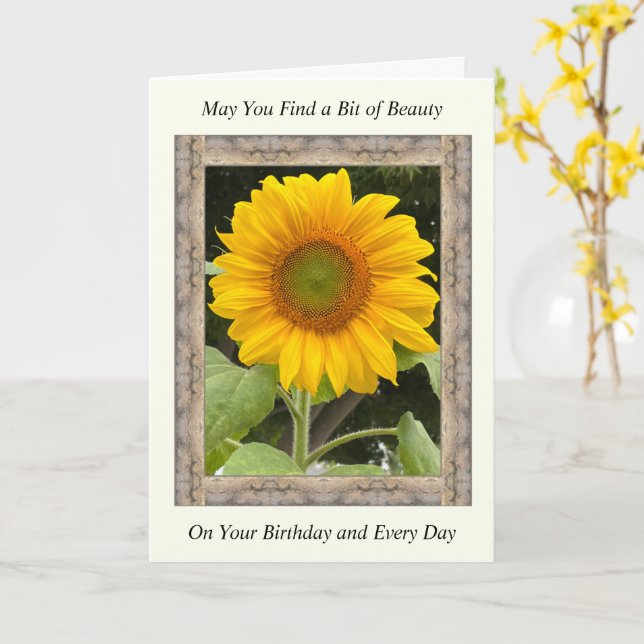 Inspirational Birthday Card with a Sunflower (Yellow Flower)