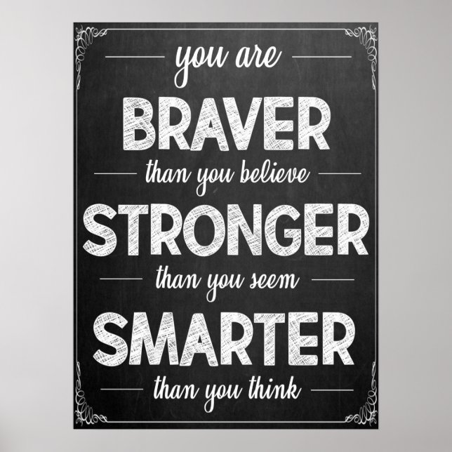 Inspirational Black and White Chalkboard Poster (Front)