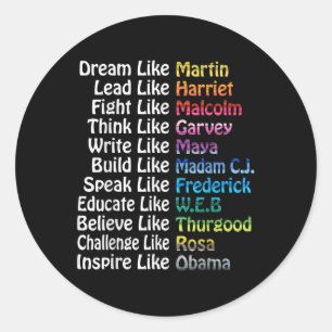 Inspirational Black History Influential Leaders Ma Classic Round Sticker
