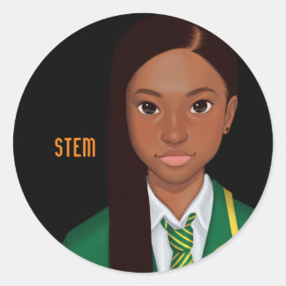 Inspirational black schoolgirl STEM Classic Round Sticker