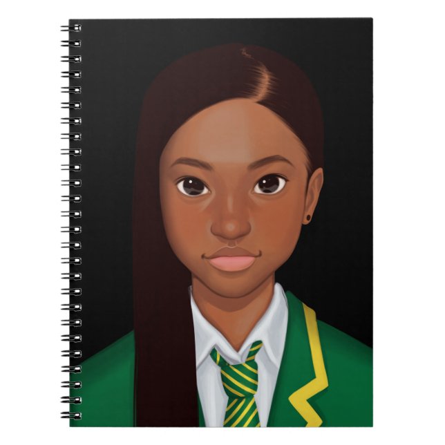 Inspirational  black schoolgirl STEM Notebook (Front)