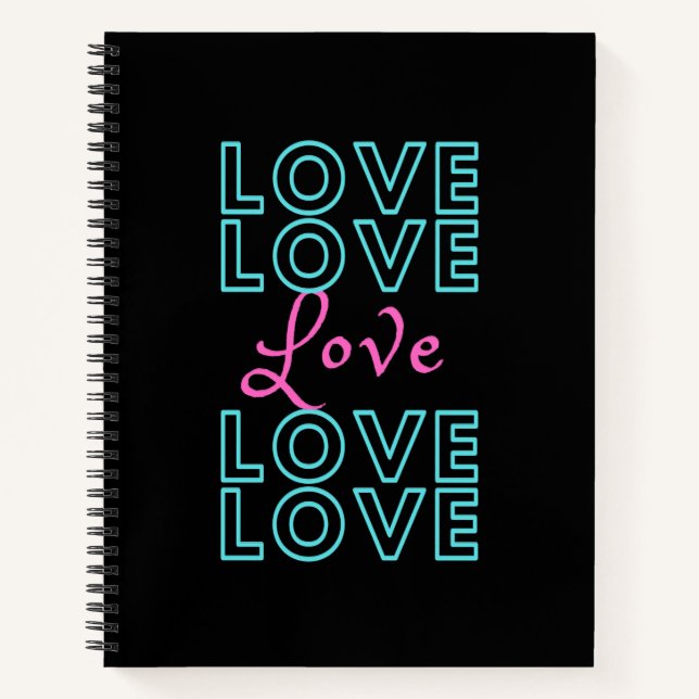 Inspirational Blue Pink Love Design Notebook (Front)