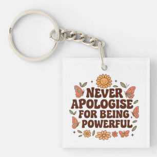 Inspirational Boho Butterfly Flowers, on back Keychain