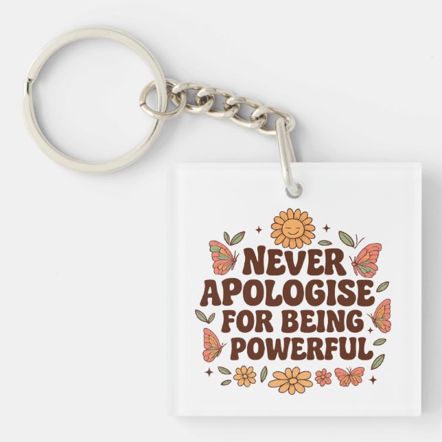 Inspirational Boho Butterfly Flowers, on back Keychain (Front)