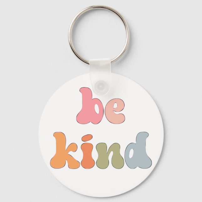 Inspirational Boho Colourful Watercolor Be Kind Keychain (Front)