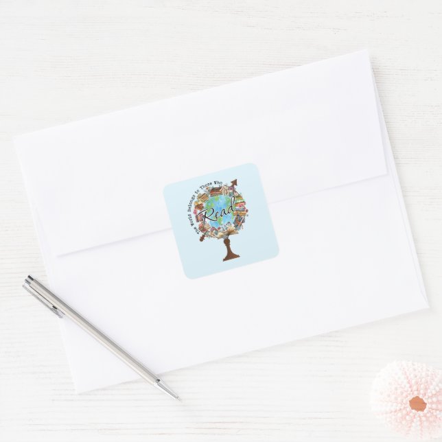 Inspirational Book Lover Square Sticker (Envelope)