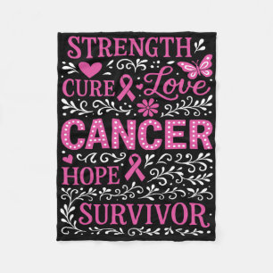 Inspirational Breast Cancer Awareness Pink Ribbon Fleece Blanket
