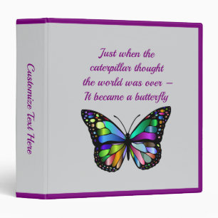 Inspirational Butterfly Quote Elegant Hopeful Binder