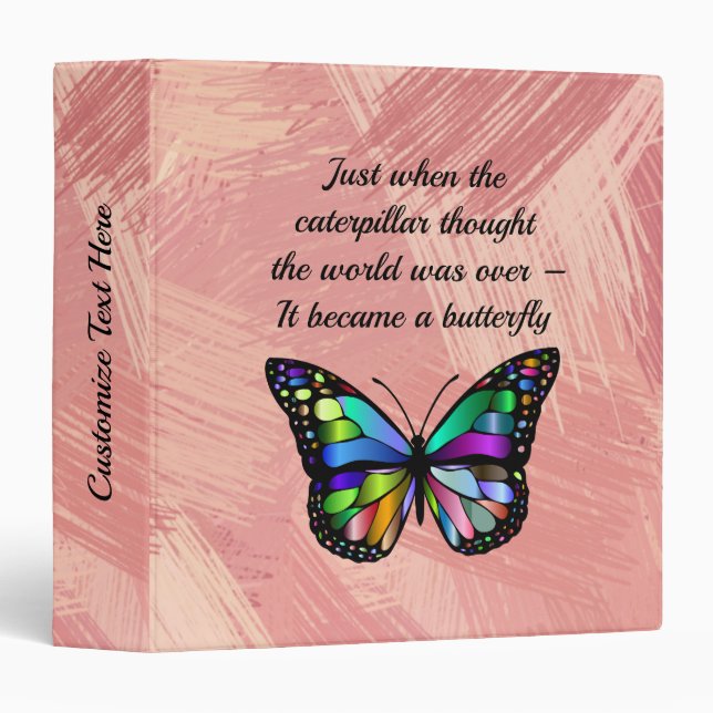 Inspirational Butterfly Quote Elegant Hopeful Binder (Front/Spine)