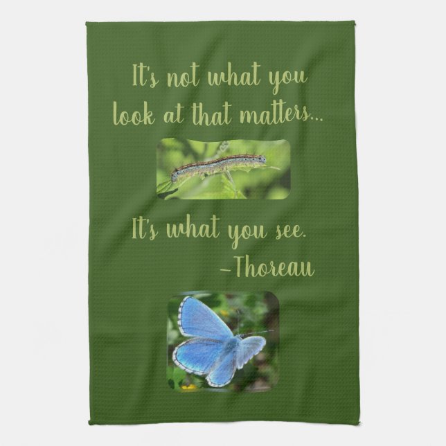 Inspirational Butterfly Thoreau Quote Kitchen Towel (Vertical)