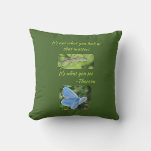 Inspirational Butterfly Thoreau Quote Outdoor Pillow