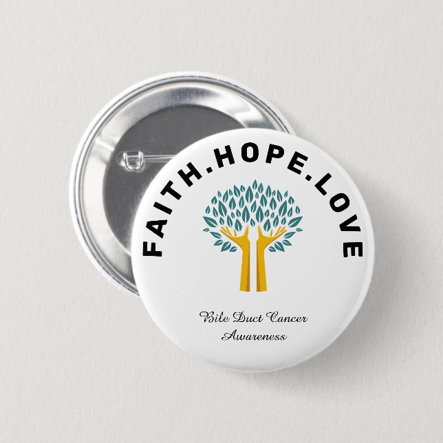 Inspirational Cancer Awareness Tree of Life White 2 Inch Round Button (Front & Back)
