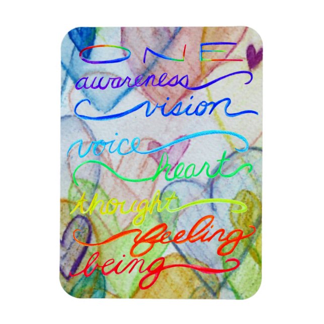 Inspirational Chakra Themed Rainbow Words Magnet (Vertical)