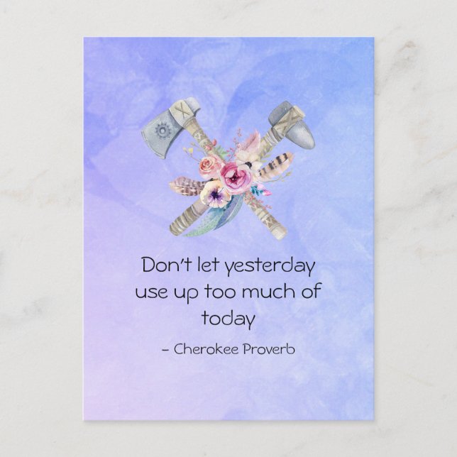 Inspirational Cherokee Proverb with Tomahawk Postcard (Front)