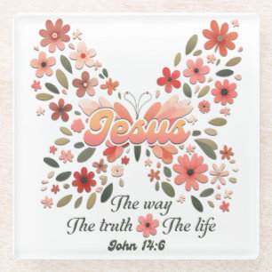 Inspirational Christian Bible Verse Glass Coaster