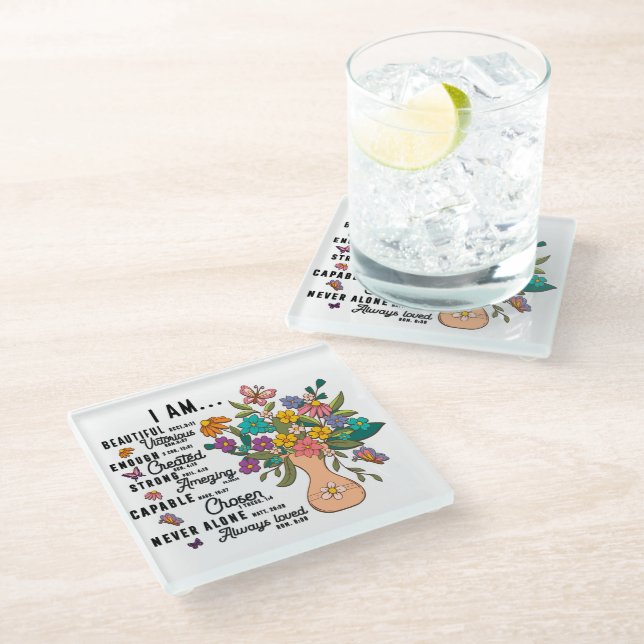 Inspirational Christian Bible Verse///Scripture Glass Coaster (Angled)
