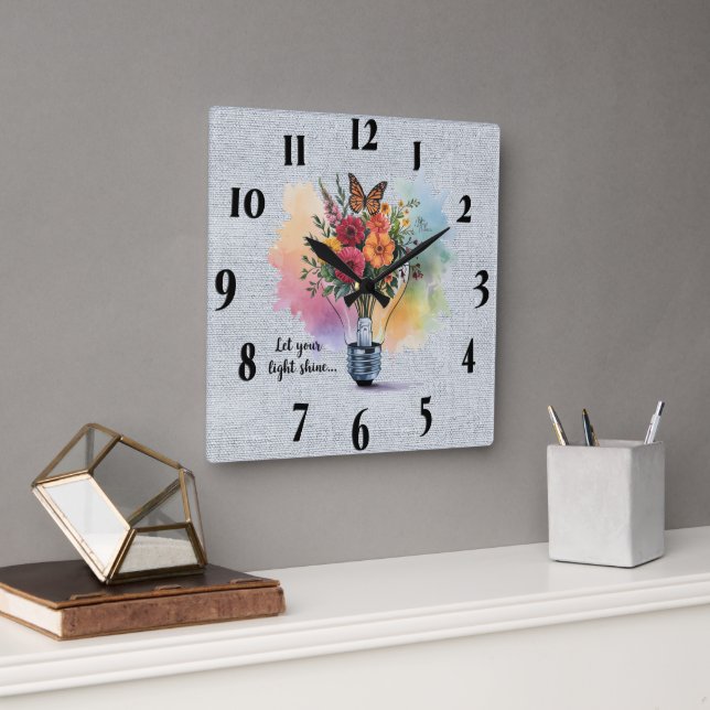Inspirational Christian Bible Verse /Scripture Square Wall Clock (Office)