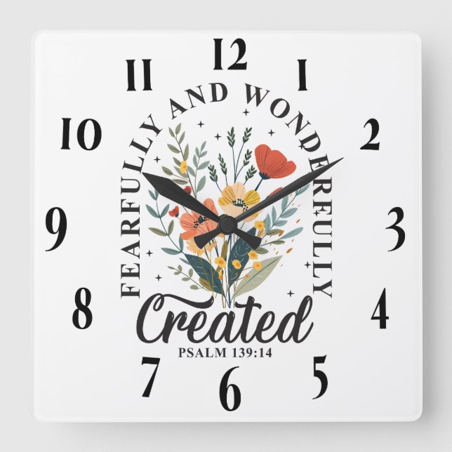 Inspirational Christian Bible Verse Square Wall Clock (Front)