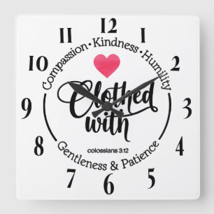 Inspirational Christian Bible Verse Square Wall Clock