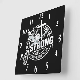 Inspirational Christian Bible Verse Square Wall Clock