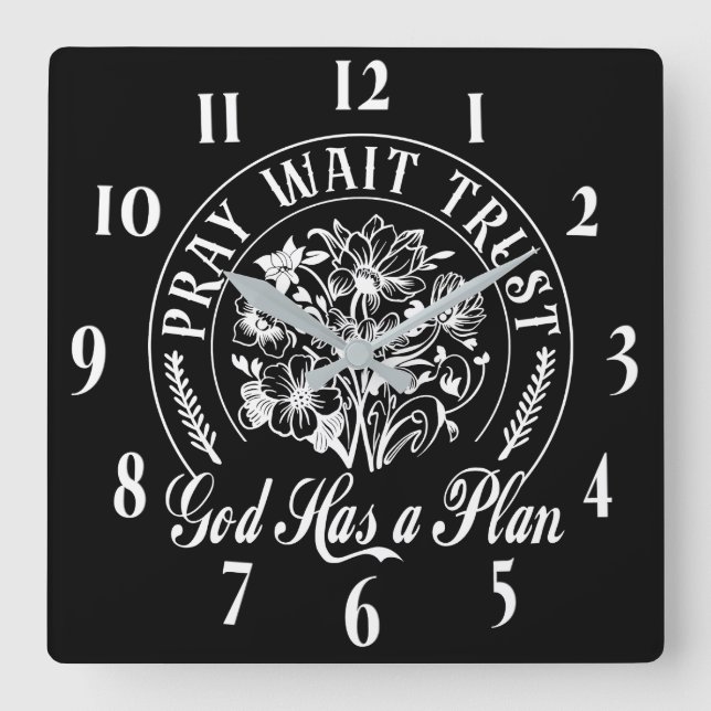 Inspirational Christian Bible Verse Square Wall Clock (Front)