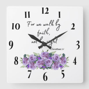 Inspirational Christian Bible Verse Square Wall Clock