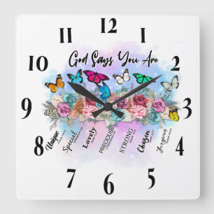 Inspirational Christian Bible Verse Square Wall Clock