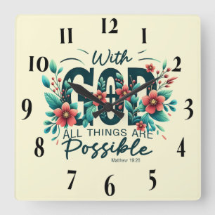 Inspirational Christian Bible Verse Square Wall Clock