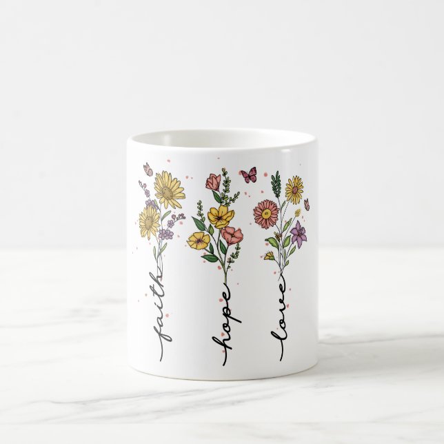 Inspirational Christian Floral Sublimation Coffee Mug (Center)