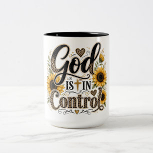 Inspirational Christian God Is In Control Two-Tone Coffee Mug